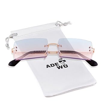 Amazon.com: ADE WU Vintage Rimless Sunglasses for Women Men
